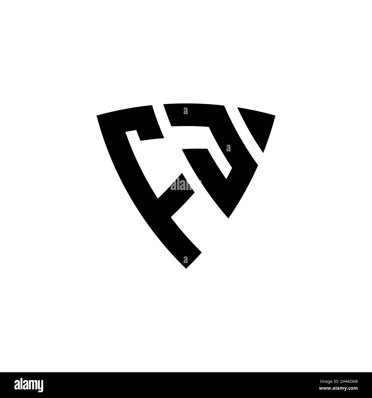 FJ Monogram logo letter with triangle shield shape style design ...