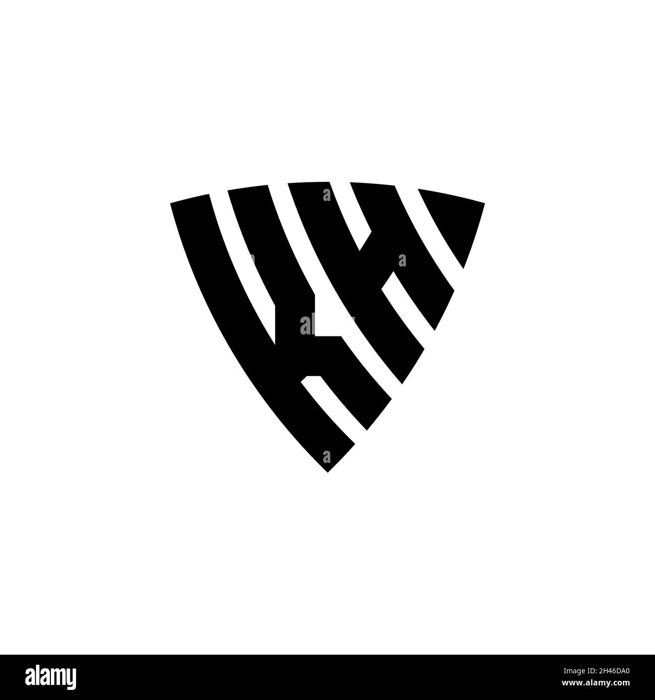 KH Monogram logo letter with triangle shield shape style design isolated on white background. Triangle monogram logo, shield monogram logo, triangle s Stock Vector