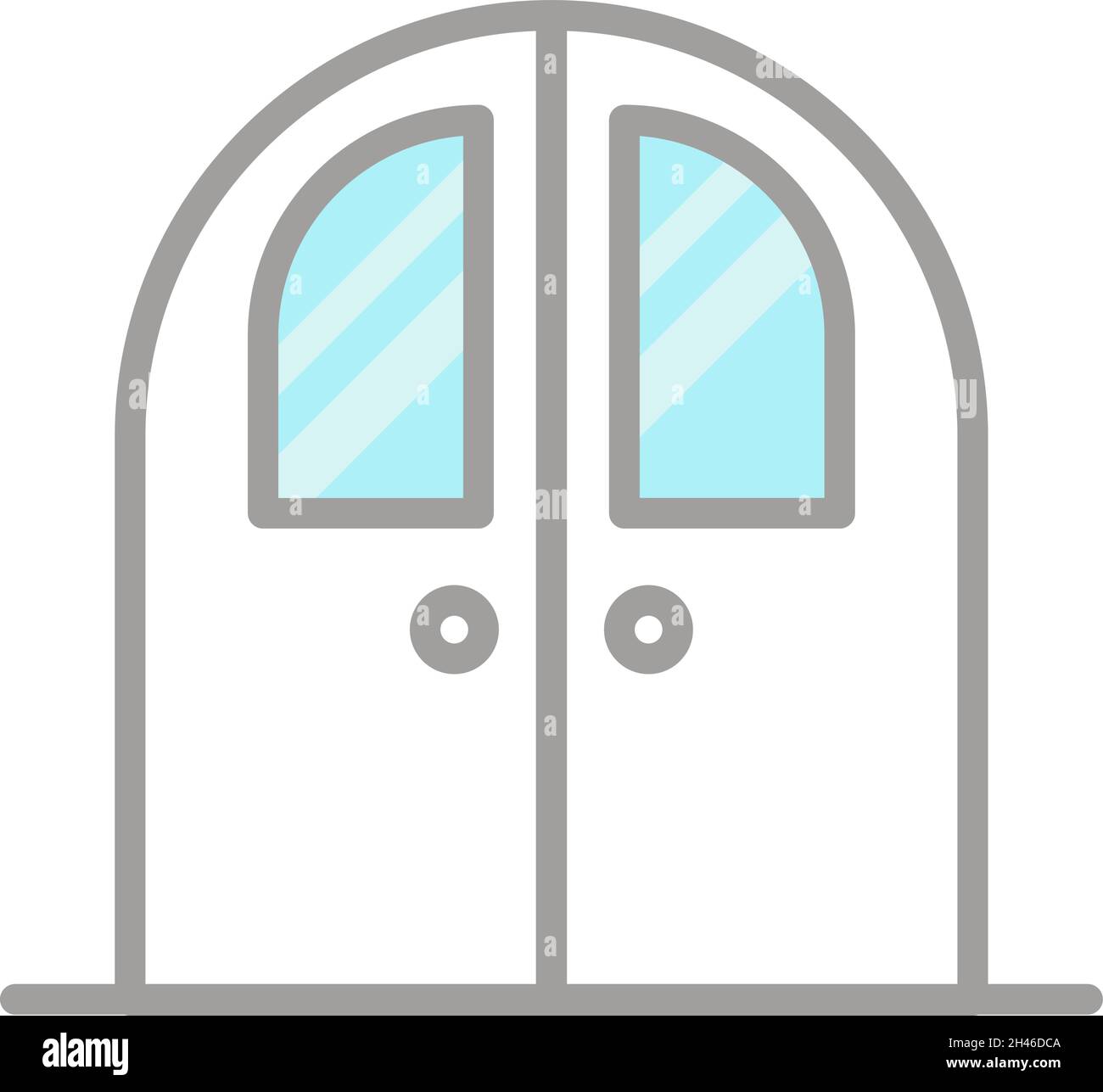 Modern double doors, illustration, vector, on a white background. Stock Vector