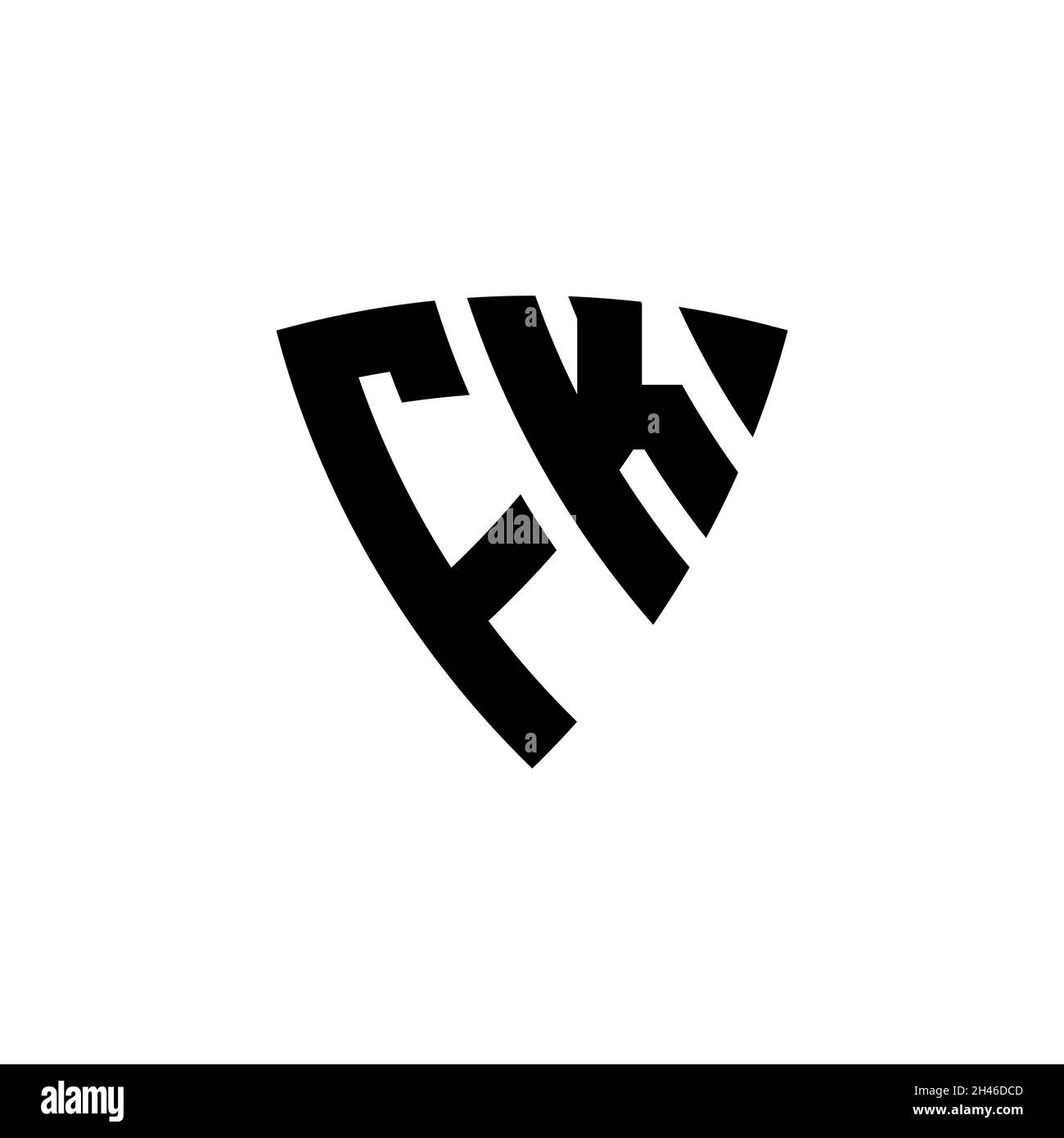 FK Monogram logo letter with triangle shield shape style design isolated on white background. Triangle monogram logo, shield monogram logo, triangle s Stock Vector