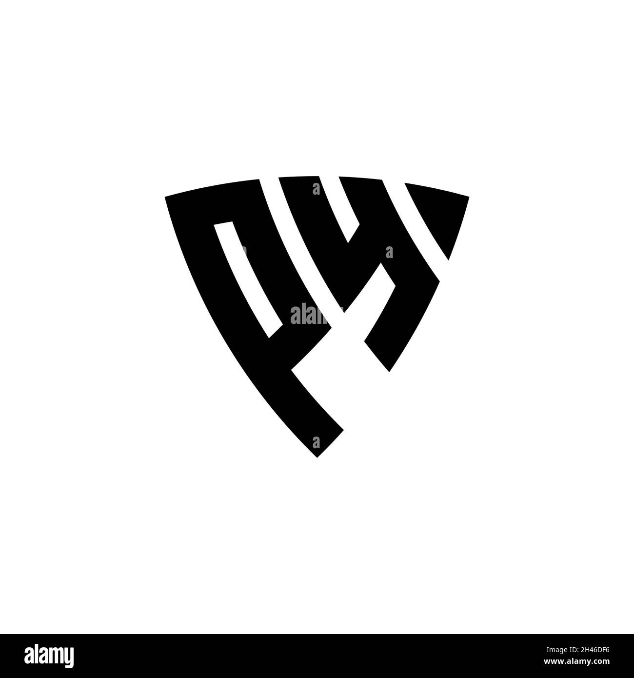 PY Monogram logo letter with triangle shield shape style design isolated on white background. Triangle monogram logo, shield monogram logo, triangle s Stock Vector