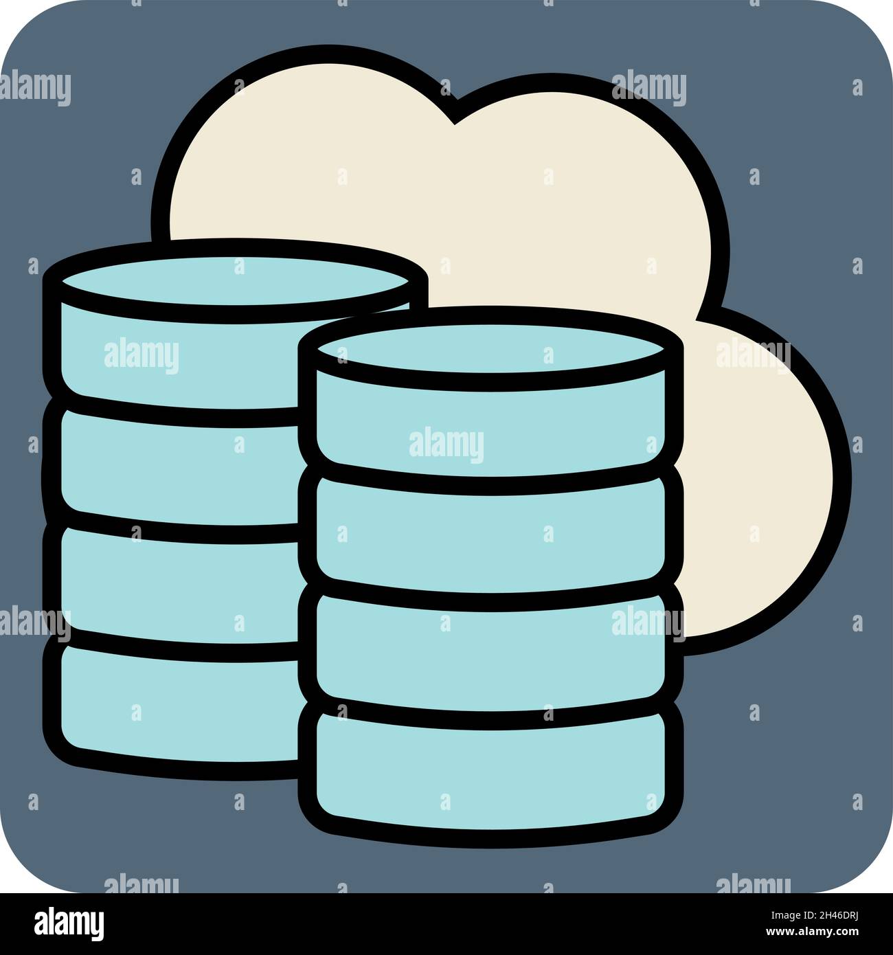 Coins stack with cloud, illustration, vector, on a white background. Stock Vector