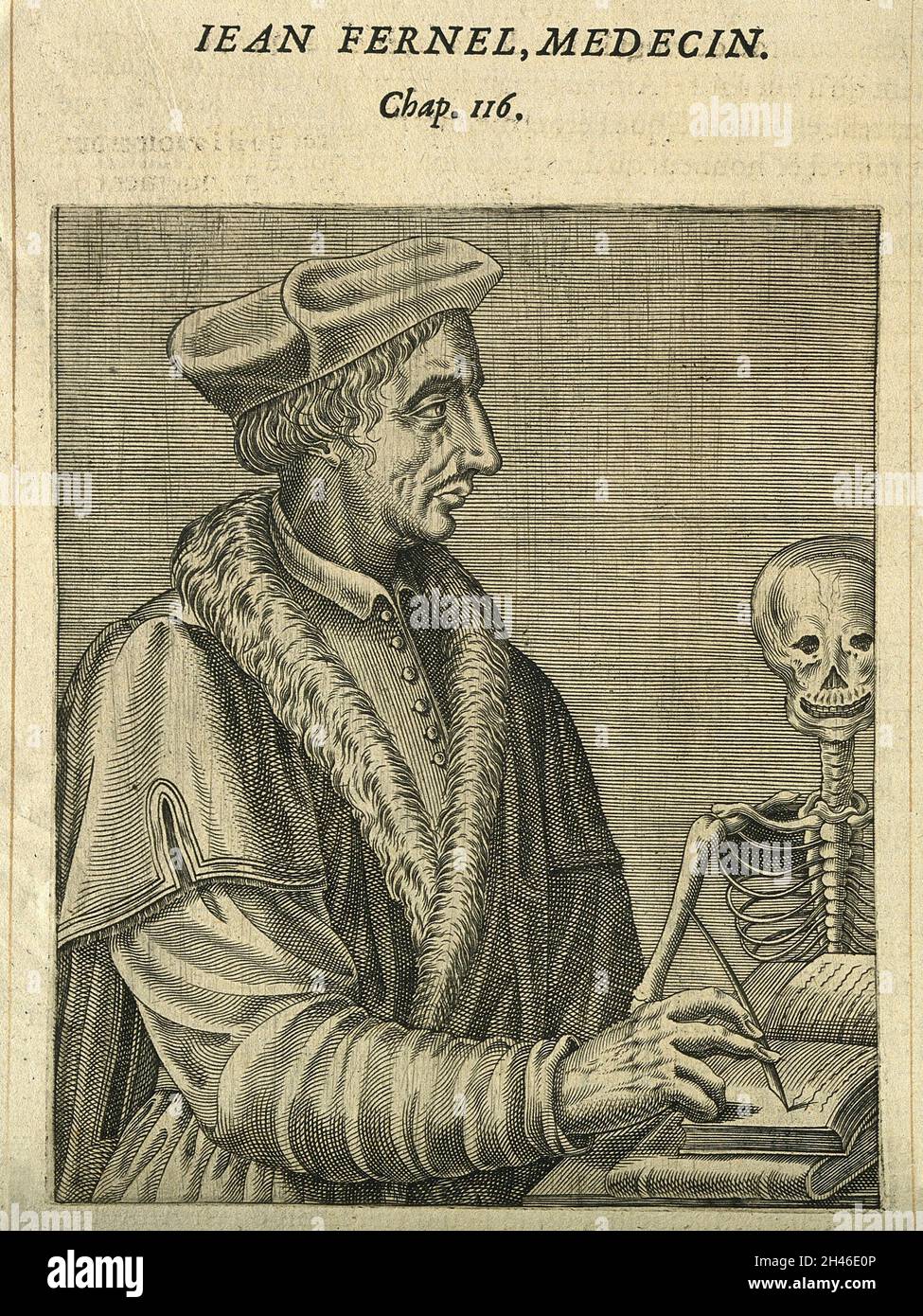 Jean Fernel. Line engraving after N. de Larmessin Stock Photo Alamy