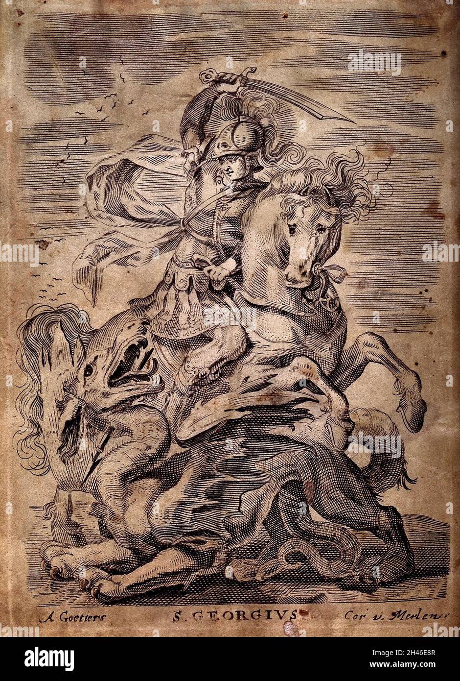 Saint george dragon engraving hi-res stock photography and images - Alamy