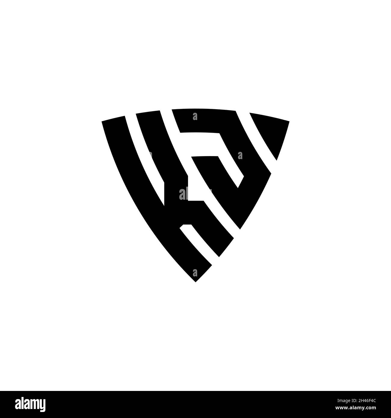KJ Monogram logo letter with triangle shield shape style design ...