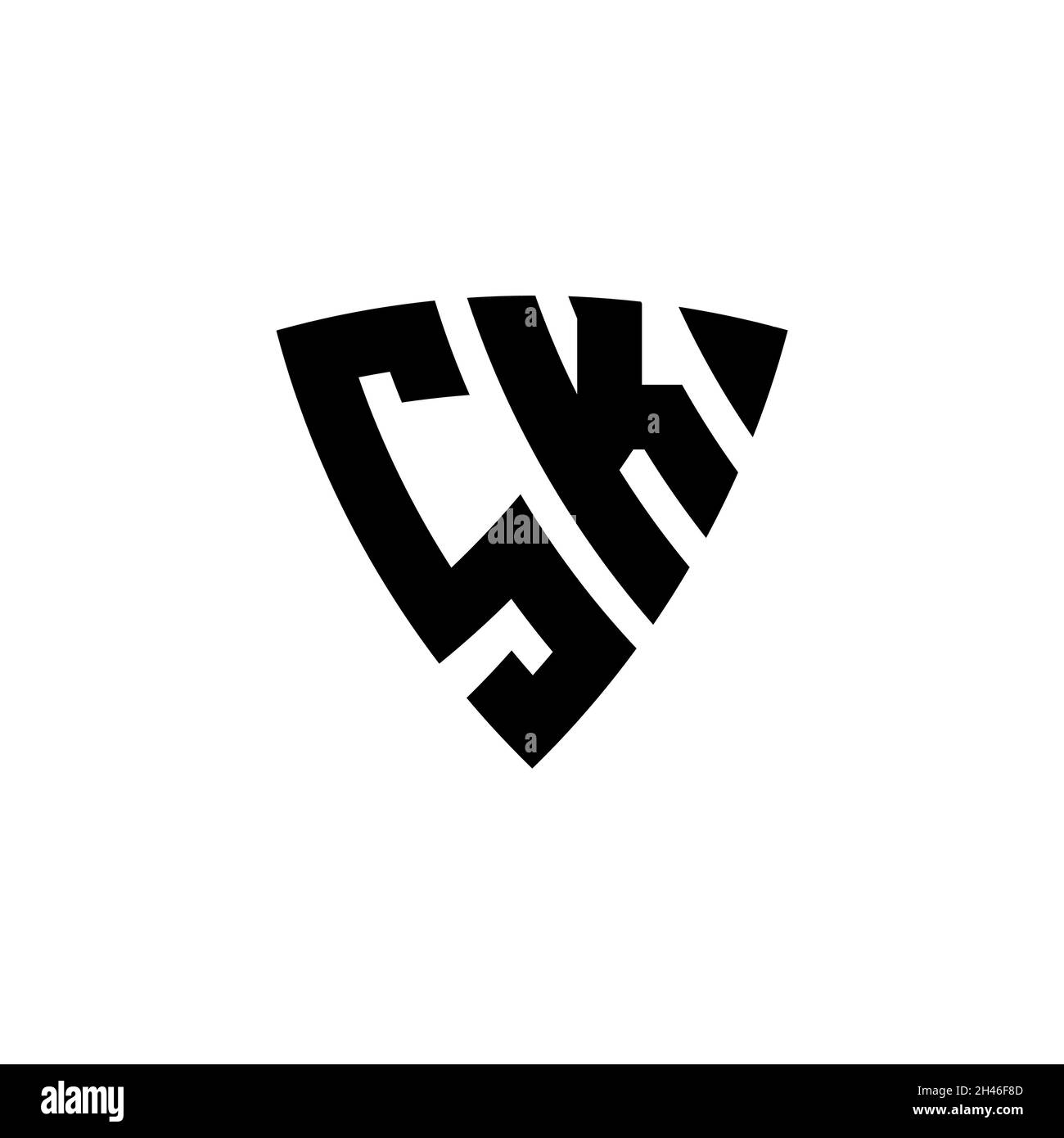 SK Monogram logo letter with triangle shield shape style design ...