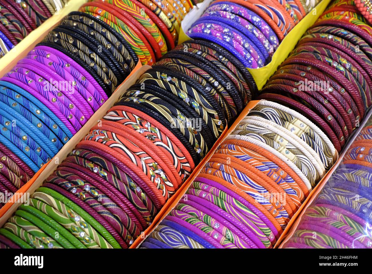 India, West Bengal, Kolkata, Bangles on display in a shop in the Bara Bazar  district Stock Photo - Alamy