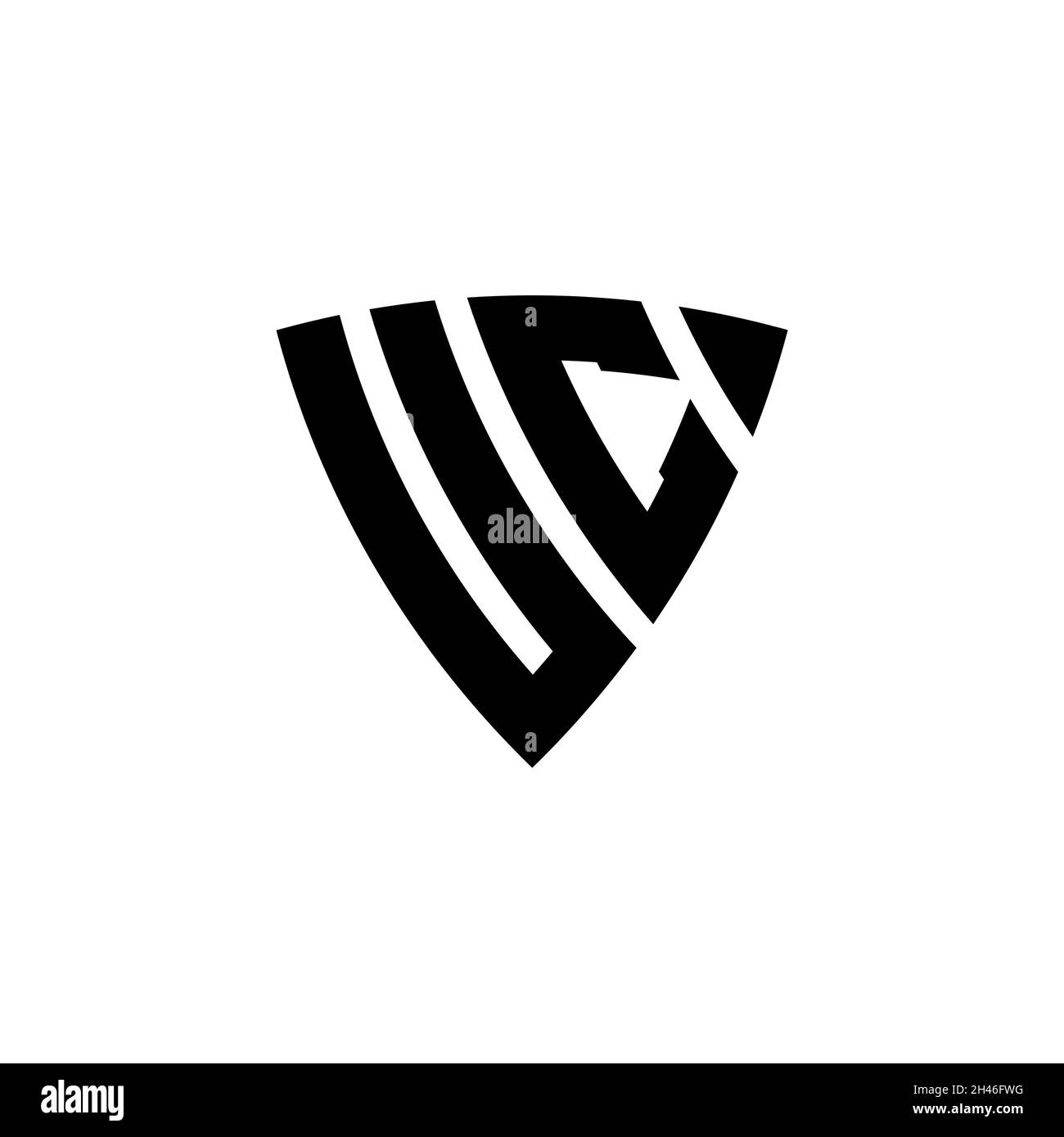 UC Monogram logo letter with triangle shield shape style design isolated on white background. Triangle monogram logo, shield monogram logo, triangle s Stock Vector