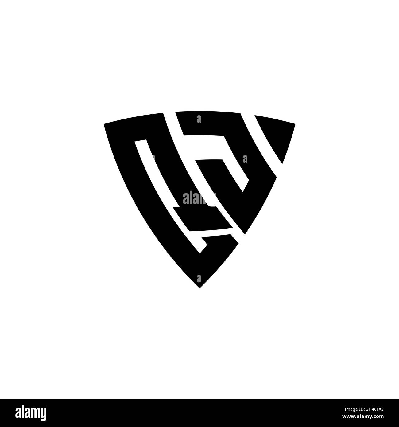 QJ Monogram logo letter with triangle shield shape style design ...