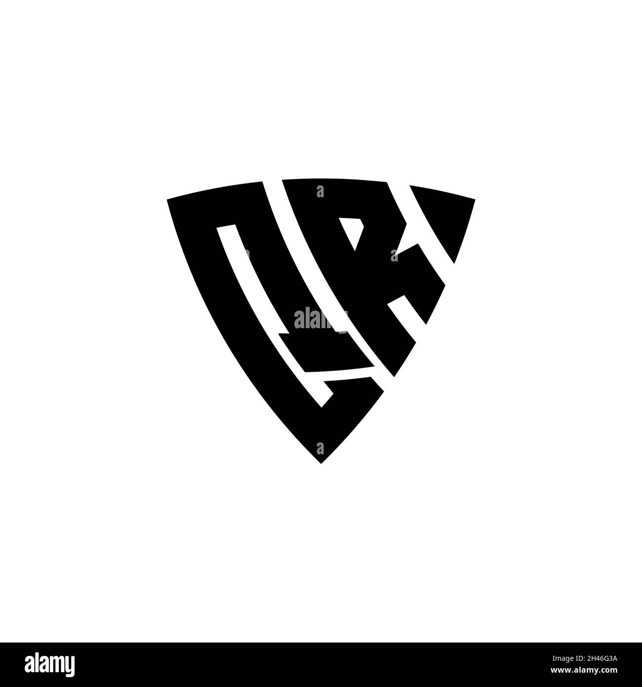 QR Monogram logo letter with triangle shield shape style design ...