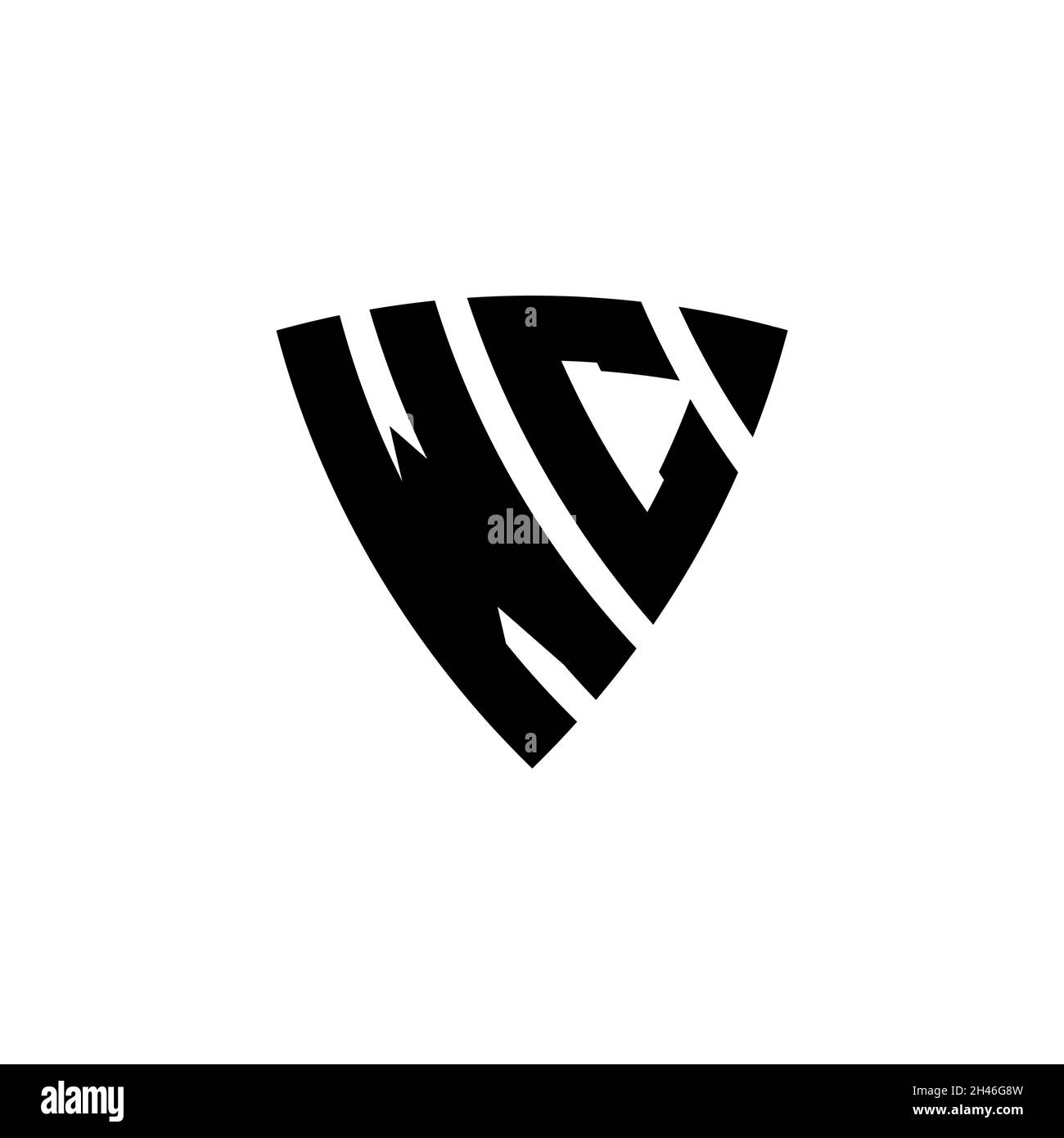 WC Monogram logo letter with triangle shield shape style design ...