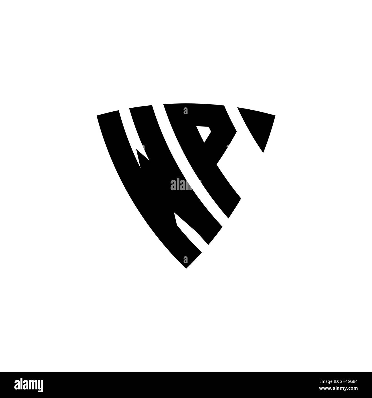 WP Monogram logo letter with triangle shield shape style design isolated on white background. Triangle monogram logo, shield monogram logo, triangle s Stock Vector