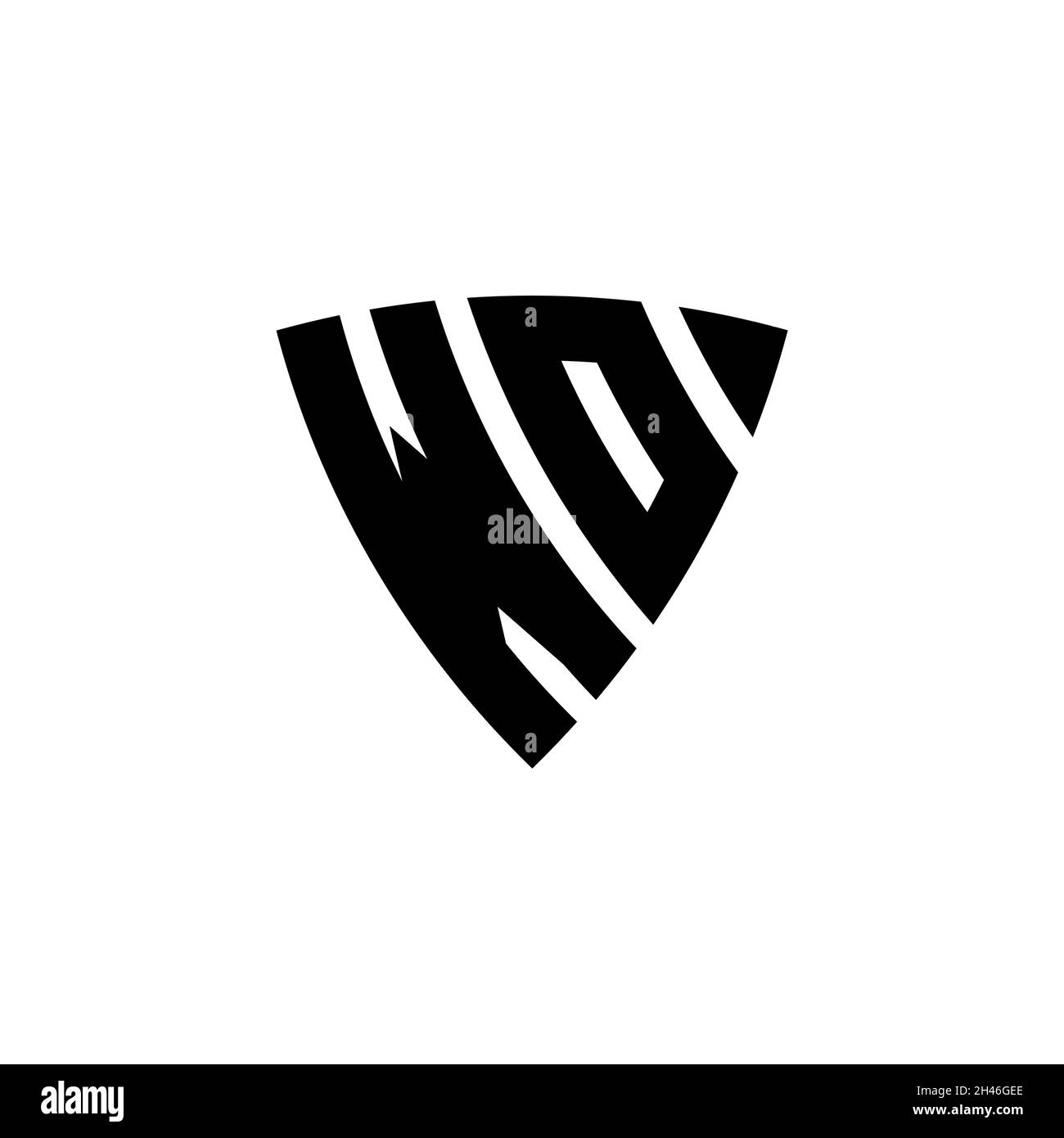 WO Monogram logo letter with triangle shield shape style design ...