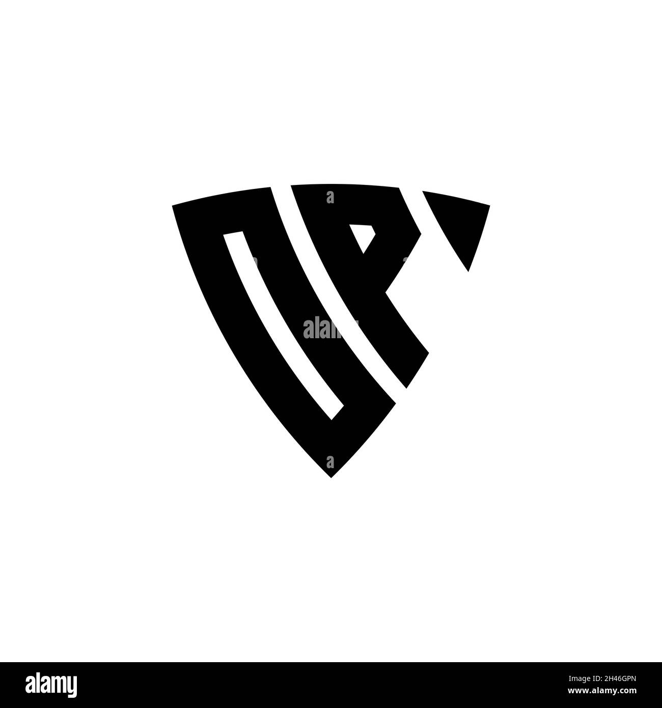 OP Monogram logo letter with triangle shield shape style design isolated on white background. Triangle monogram logo, shield monogram logo, triangle s Stock Vector