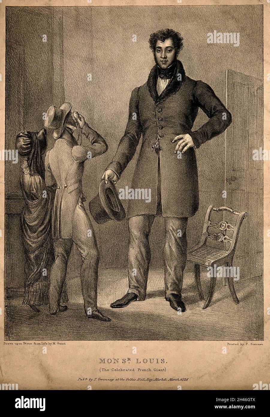 Louis, a giant. Lithograph by M. Gauci, 1826. Stock Photo
