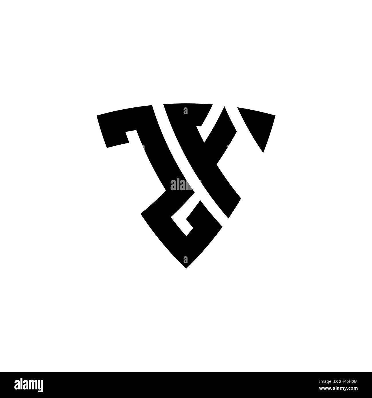ZF Monogram logo letter with triangle shield shape style design ...