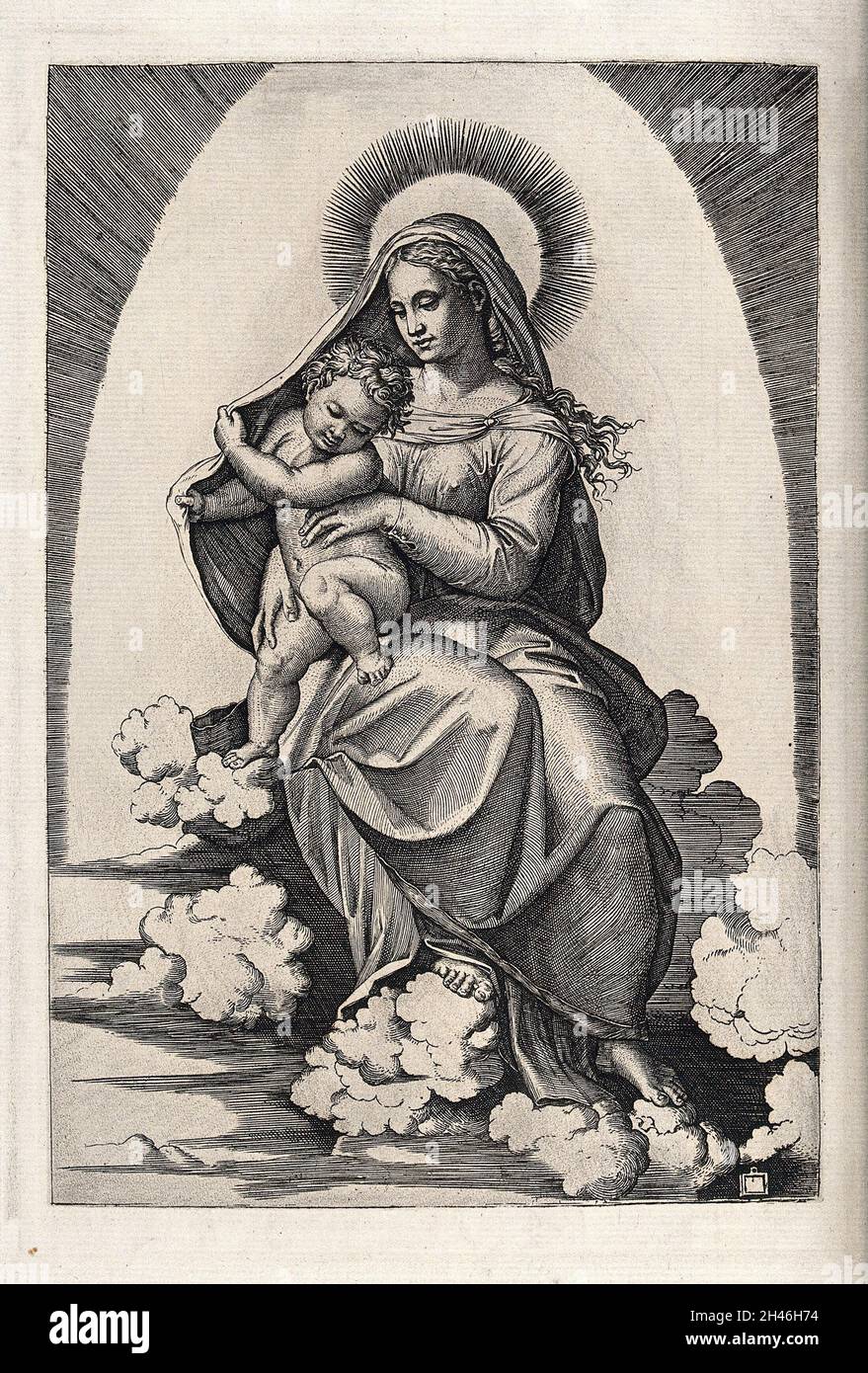 Saint Mary (the Blessed Virgin) with the Christ Child. Etching by M ...