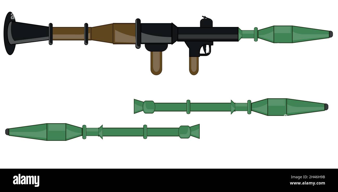 Hand grenade and bazooka portable rocket launcher Vector Image