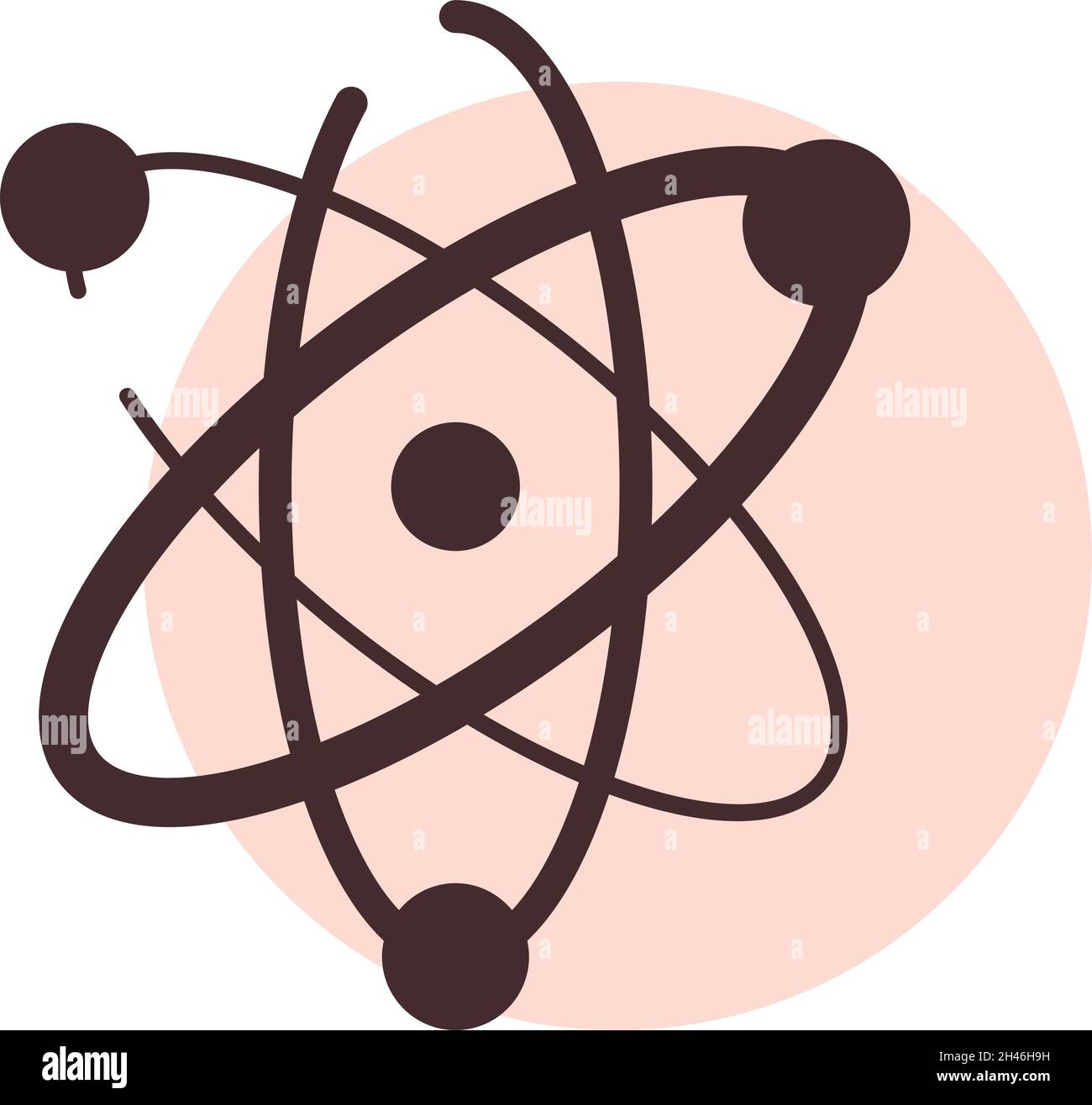 Chemistry atom, illustration, vector, on a white background. Stock Vector