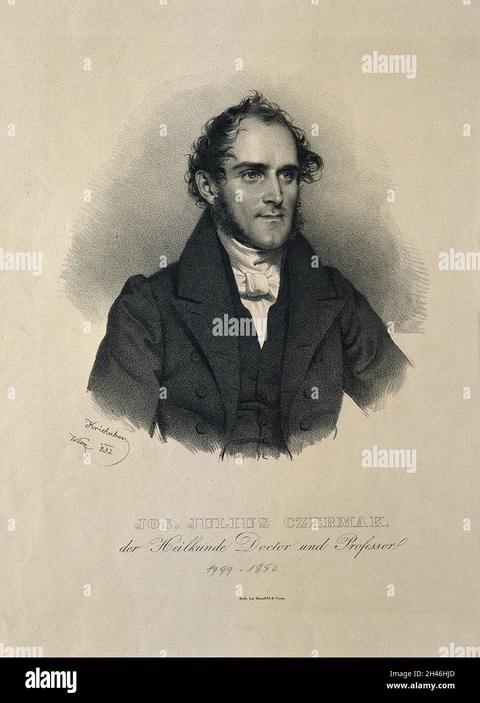 Joseph Julius Czermak. Lithograph by J. Kriehuber, 1832. Stock Photo
