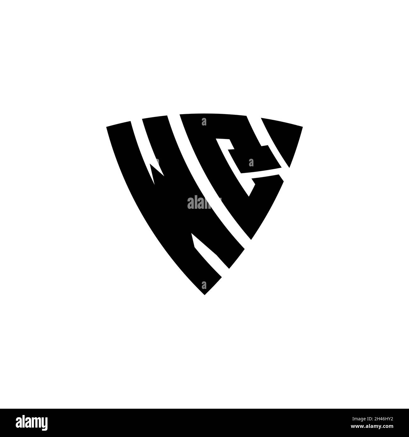 WQ Monogram logo letter with triangle shield shape style design ...