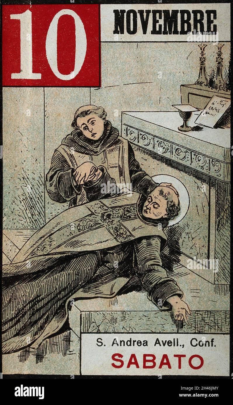 Saint Andrew Avellino. Colour photogravure, 1898 Stock Photo Alamy