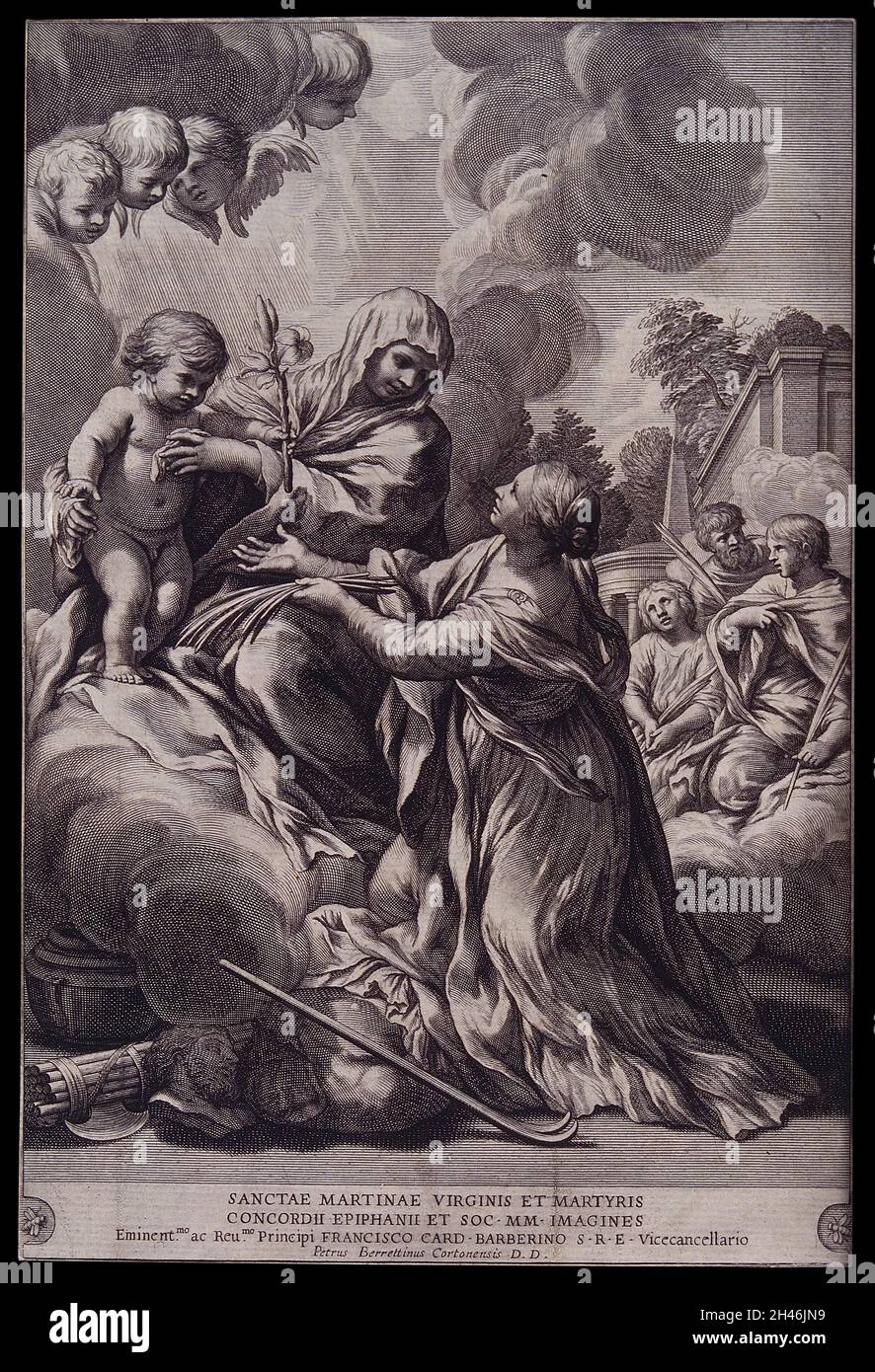 Saint Martina. Engraving after Pietro Berrettini da Cortona. Stock Photo