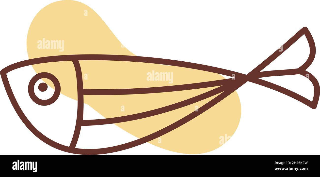 Long yellow fish, illustration, vector, on a white background Stock ...