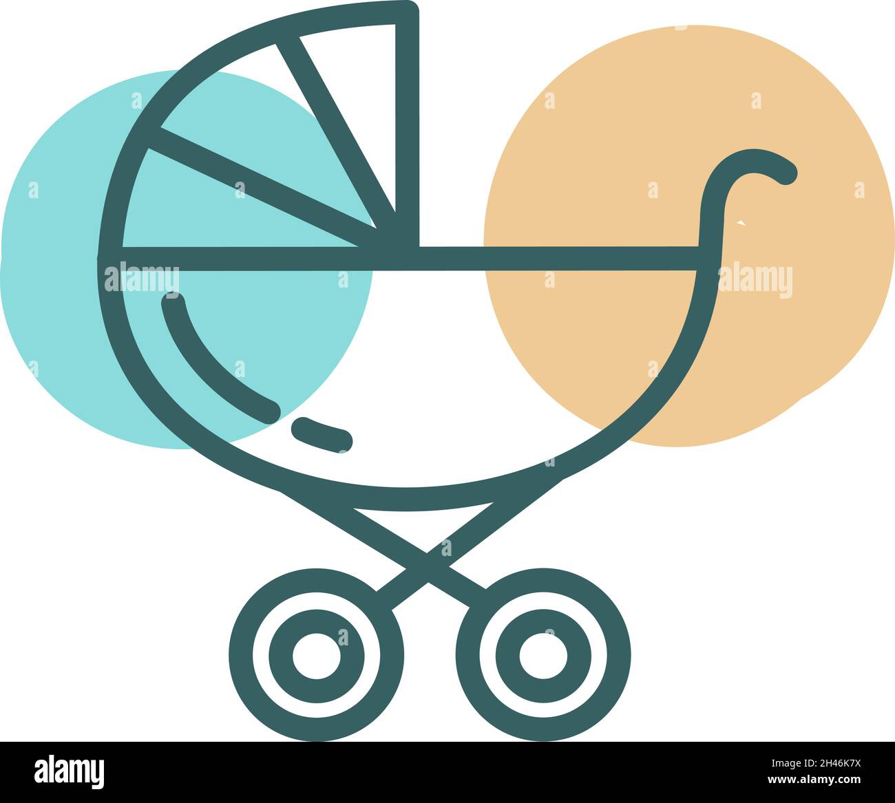Family stroller, illustration, vector, on a white background. Stock Vector