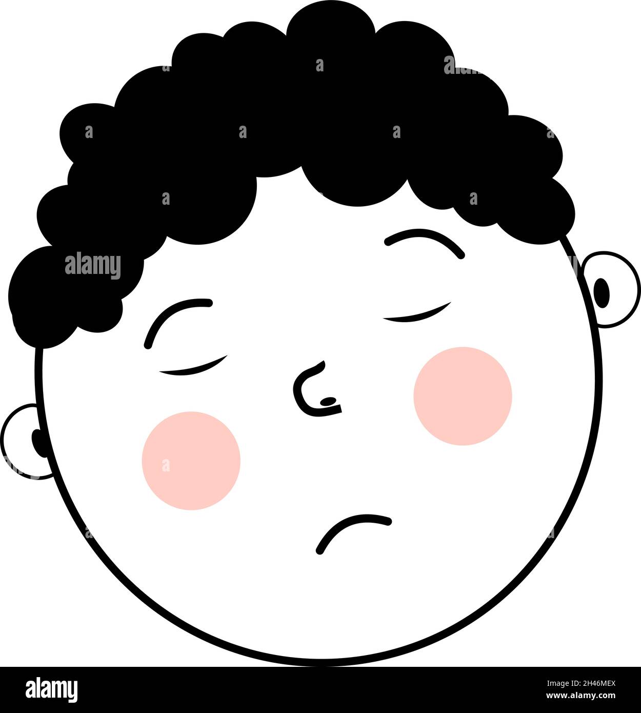 Small boy with curly hair, illustration, vector, on a white background. Stock Vector