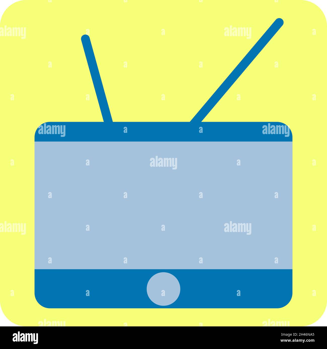 Old blue TV, illustration, vector, on a white background. Stock Vector