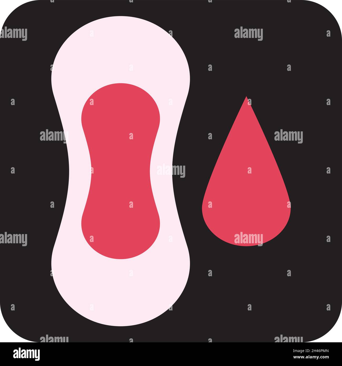 Menstrual pad with blood drop, illustration, vector, on a white