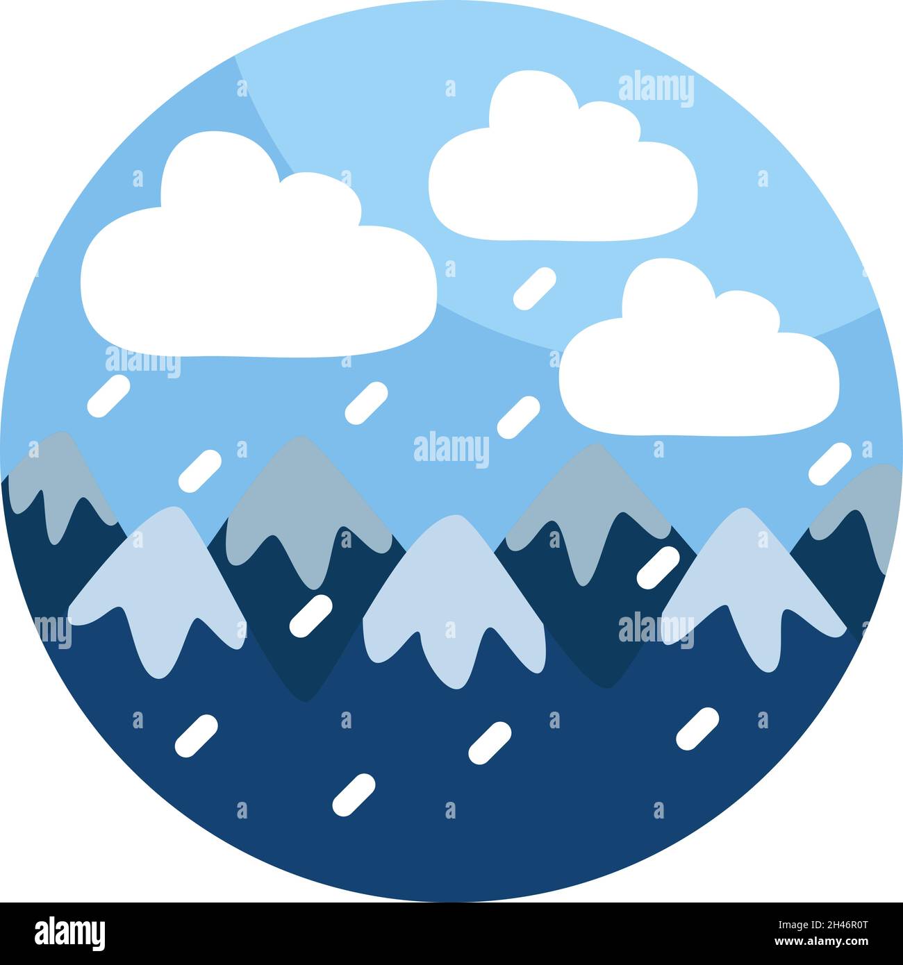 Snow storm in mountains, illustration, vector, on a white background. Stock Vector