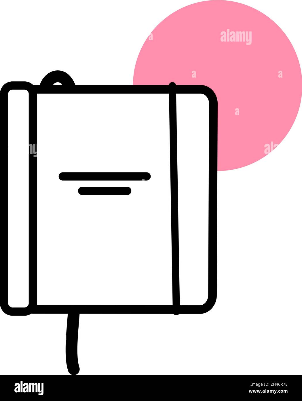 Notebook with elastic band, illustration, vector, on a white background. Stock Vector