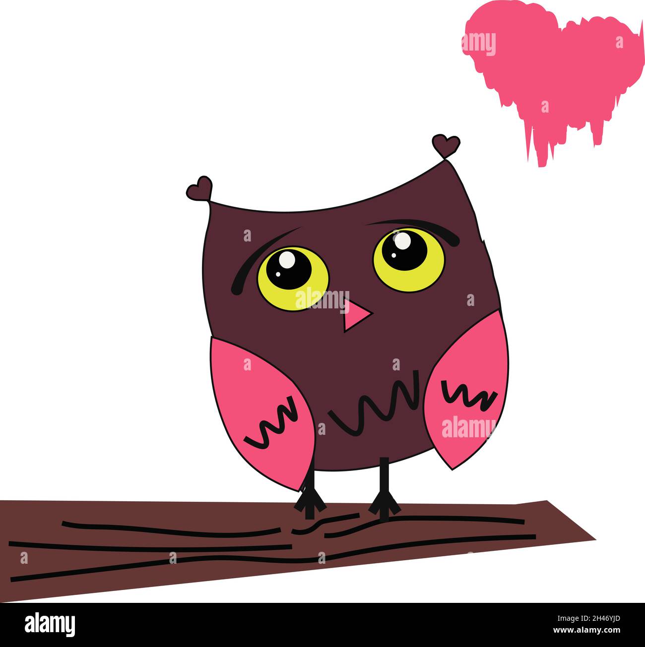 Owl with a broken heart, illustration, vector, on a white background. Stock Vector