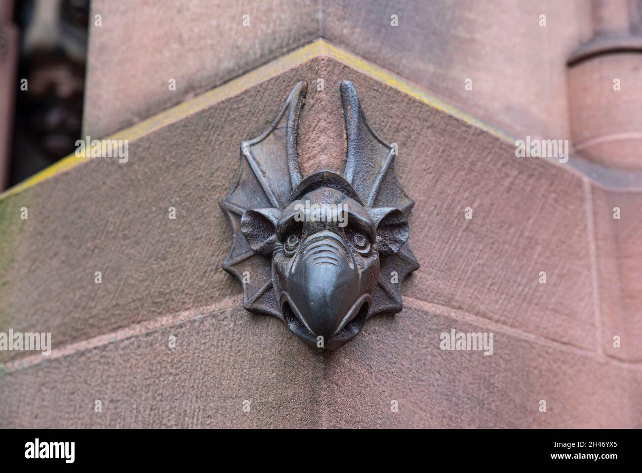 Metal gargoyle on the facade of Strasbourg cathedral in France Stock ...