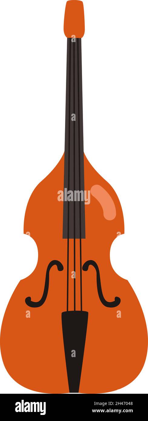 Wooden double bass, illustration, vector, on a white background. Stock Vector