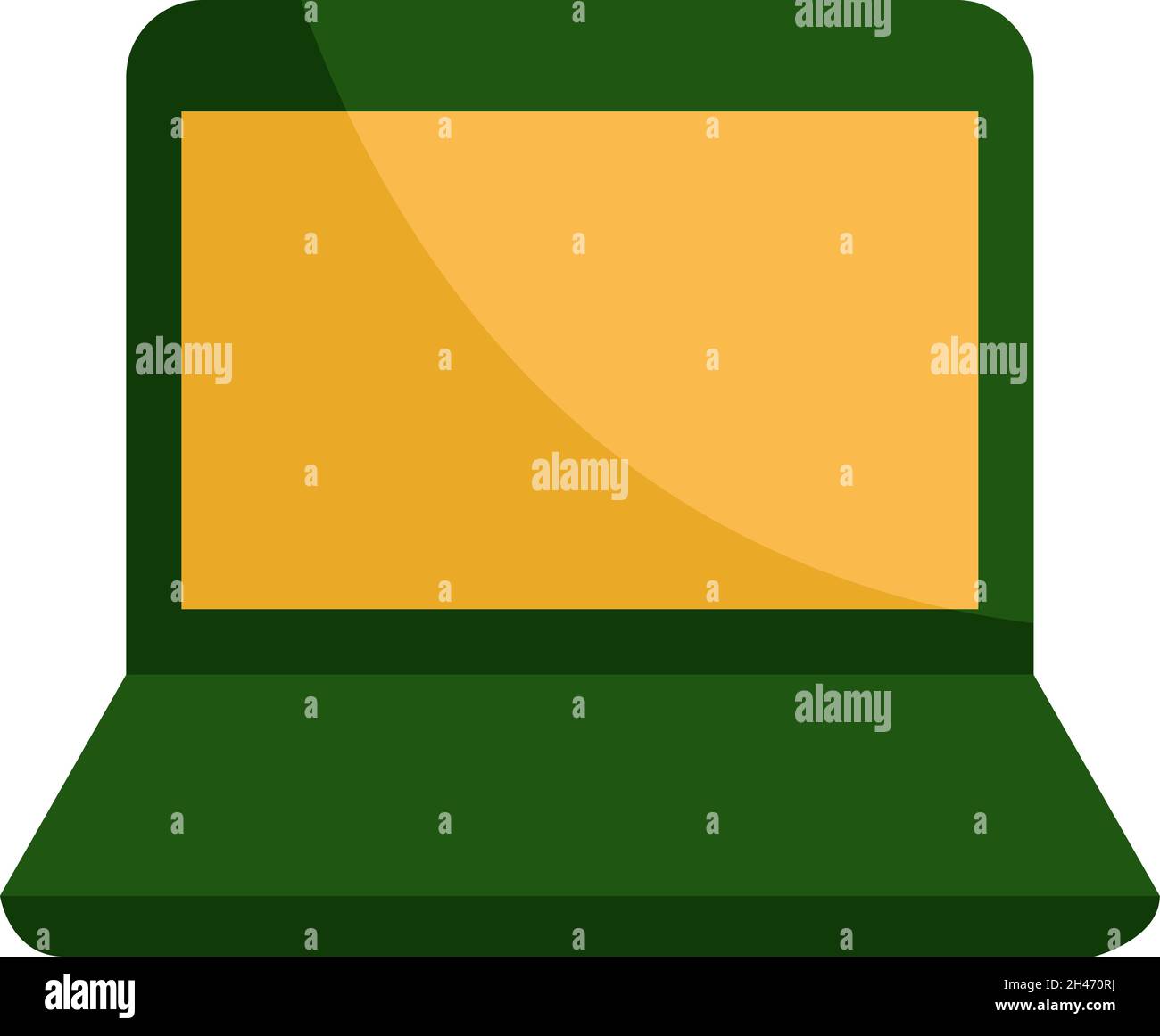 Green school laptop, illustration, vector, on a white background. Stock Vector