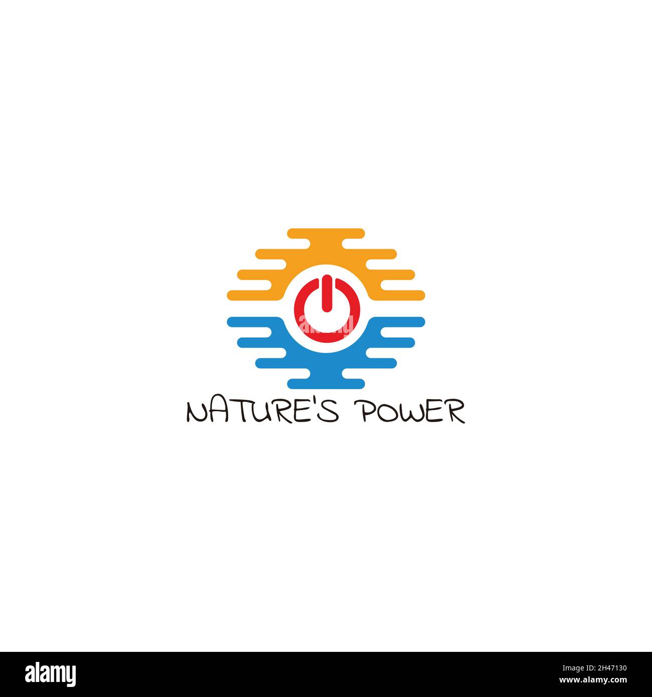 natural power button sun sea ocean symbol logo vector Stock Vector