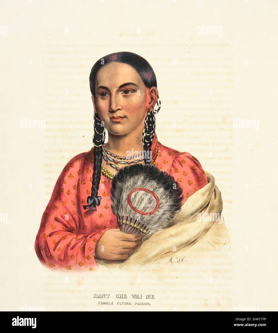Rantchewaime wife of Mahaskah or White Cloud Chief of the Ioways from the book ' History of the Indian Tribes of North America with biographical sketches and anecdotes of the principal chiefs. ' Volume 1 of 3 by Thomas Loraine,McKenney and James Hall Esq. Published in 1838 Painted by Charles Bird King Stock Photo