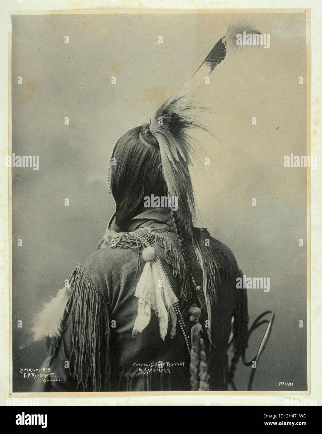 The back of an Omaha Indian. Platinum print by F.A. Rinehart, 1899. Stock Photo