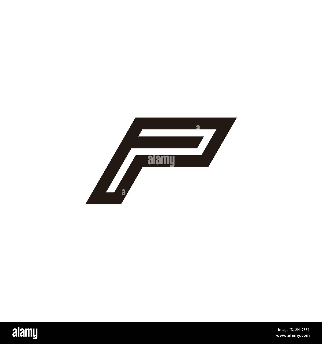 letter pp stripes negative space geometric logo vector Stock Vector