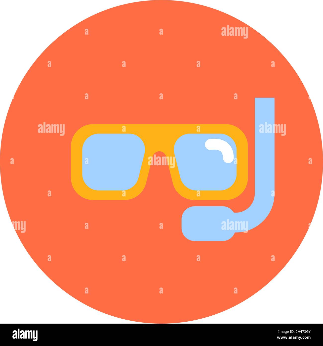 Vacation snorkling goggles, illustration, vector, on a white background. Stock Vector