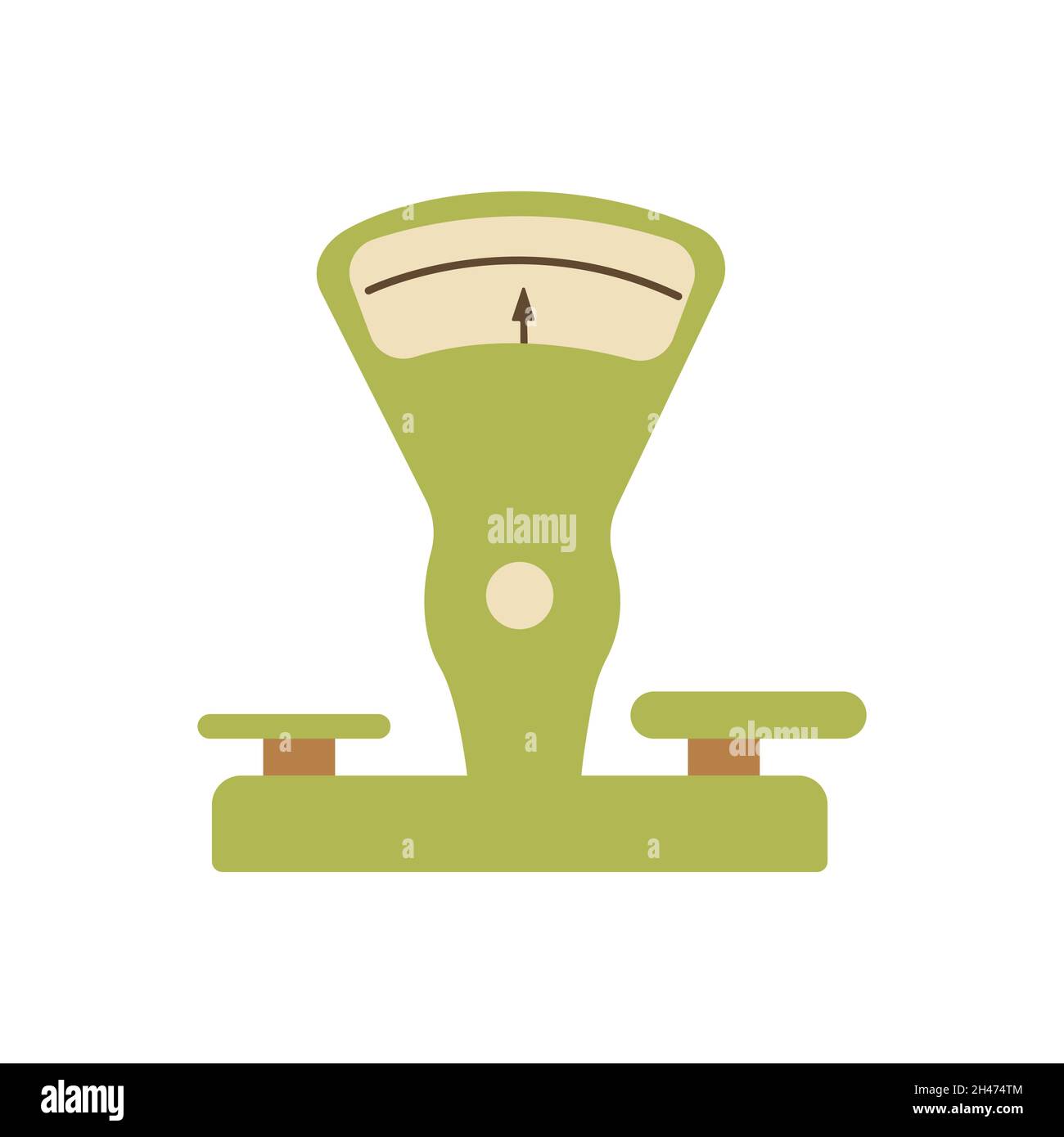Antique market scales for products. Conscientious vintage green scales, metal equipment ...