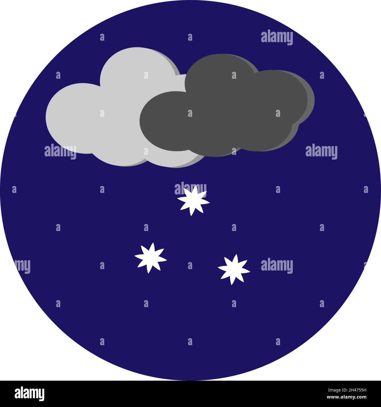 Snow falling from the clouds, illustration, vector, on a white background. Stock Vector