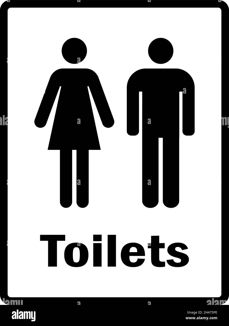 Toilets sign.Men and women silhouette. Black on white background. Stock Vector