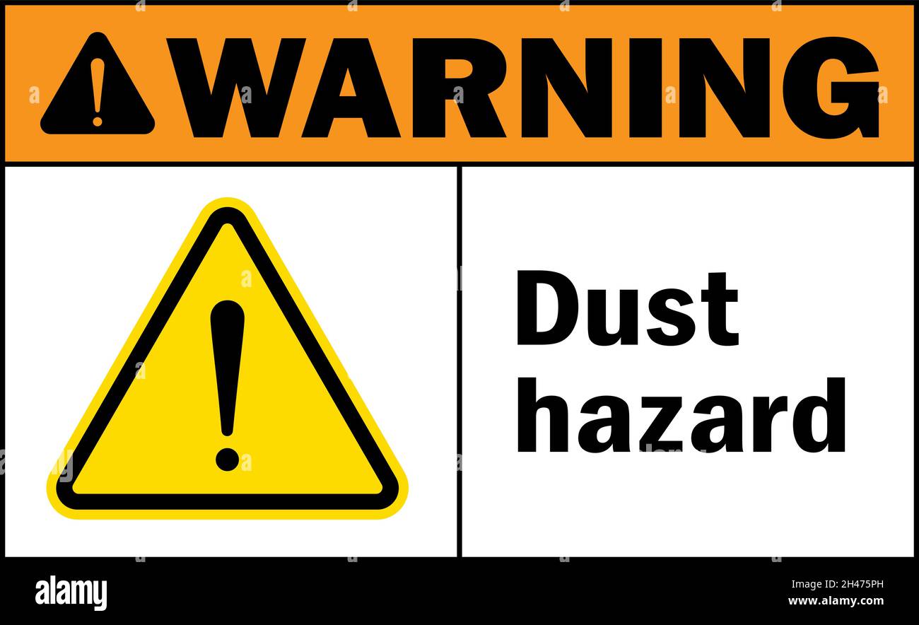 Dust hazard warning sign. Chemical safety signs and symbols. Stock Vector