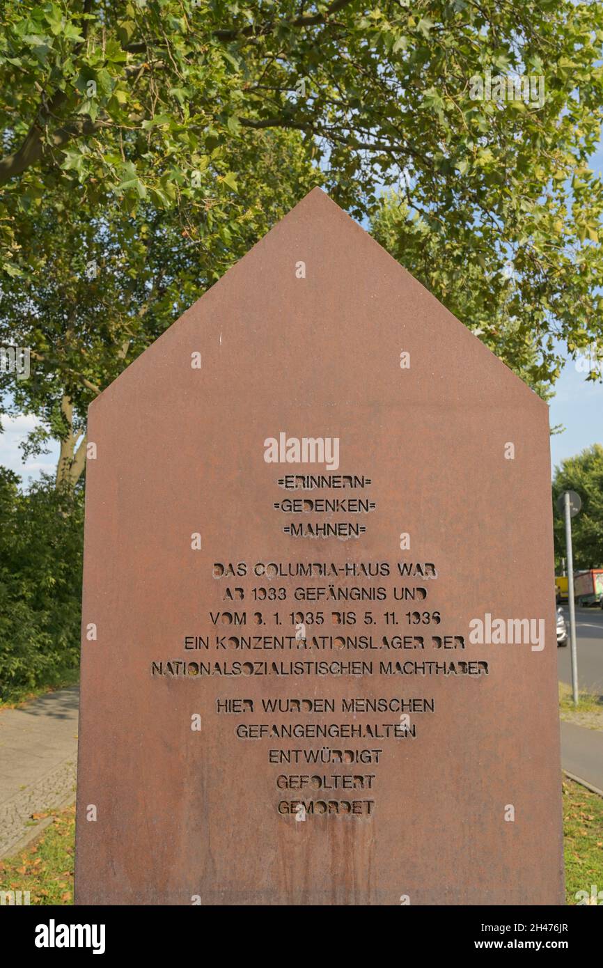 Denkmal, Columbia-Haus, Columbiadamm, Kreuzberg, Berlin, Deutschland Stock Photo