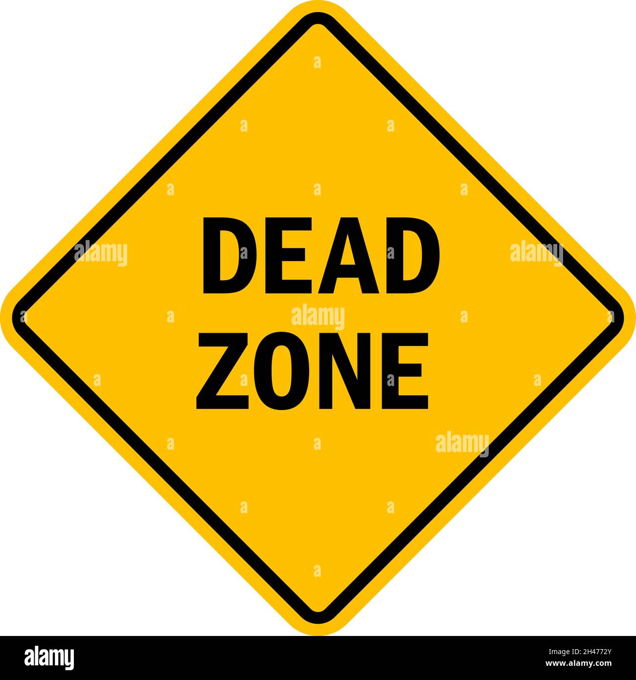 Dead zone sign. Black on yellow diamond background. Road signs and symbols. Stock Vector