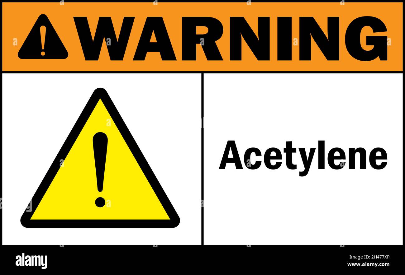 Acetylene warning sign. Chemical safety signs and symbols. Stock Vector